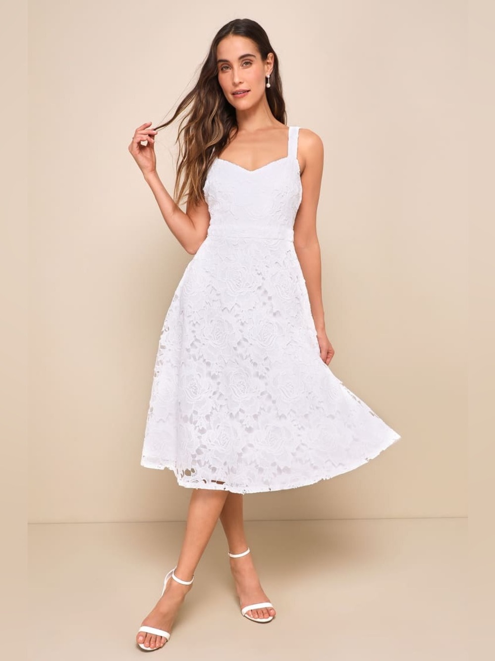 Lulus Divine Beauty White Lace Midi Dress With Pocket New with tags XL